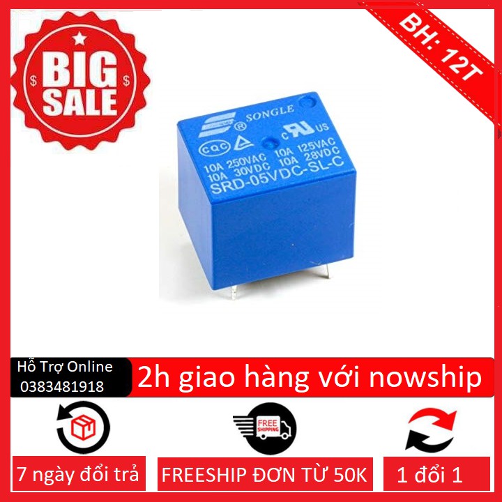 Relay rơ le 5v 12v 24v - 250VAC 10A SRD 5P-linhkiendientubk