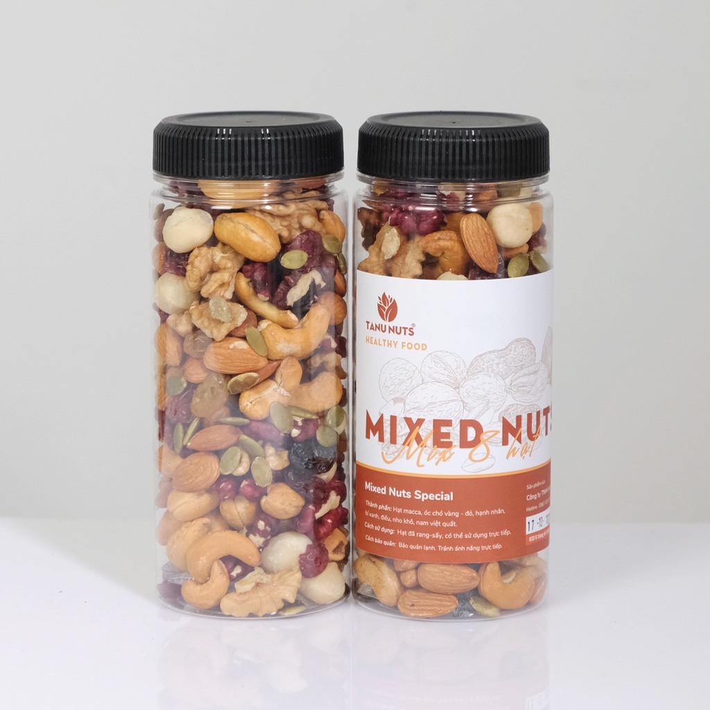 Hạt mix dinh dưỡng granola 8 loại hạt, ngũ cốc bà bầu gồm macca, óc chó, hạnh nhân, điều, bí xanh, nho, việt quất