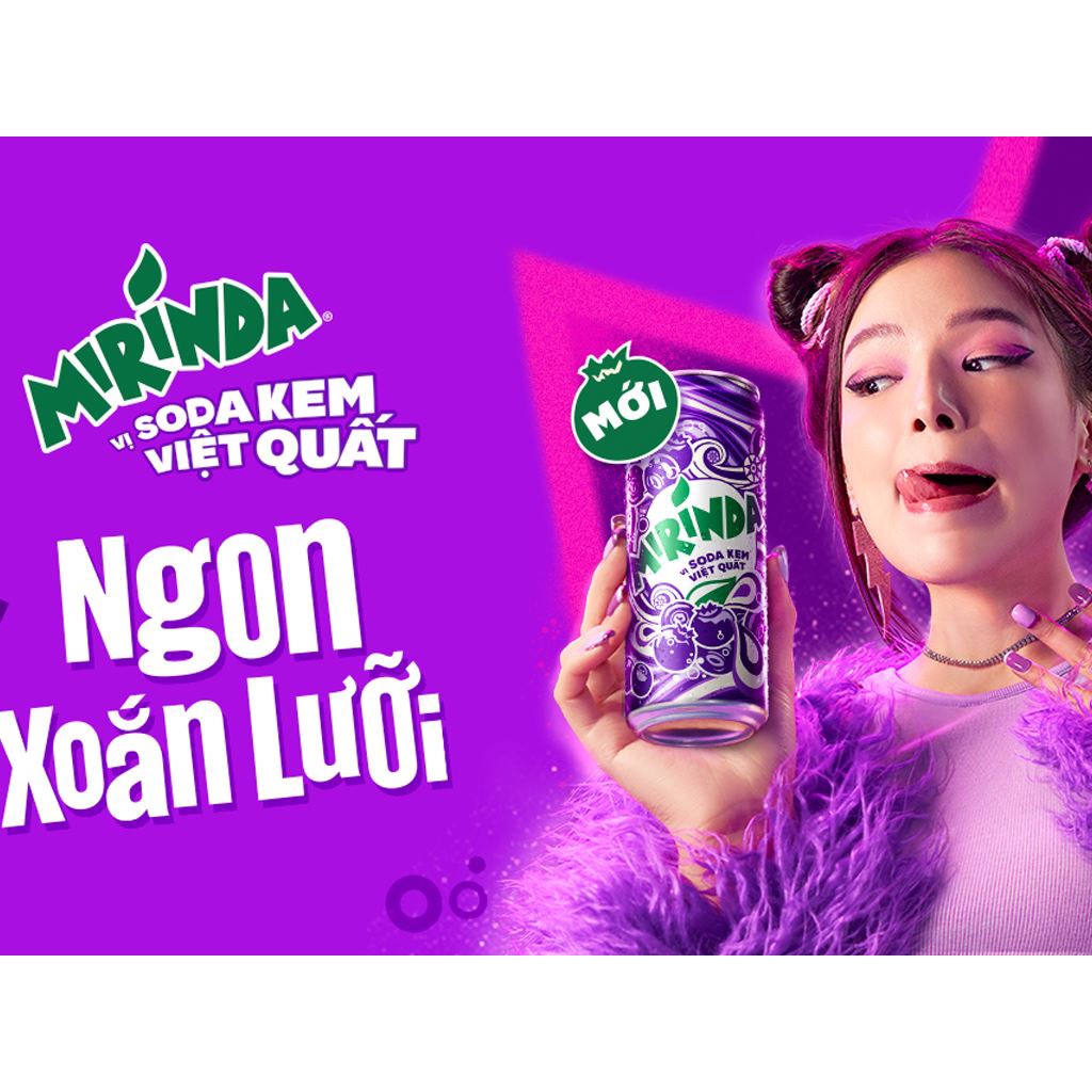 Thùng 24 lon nước ngọt MIRINDA soda kem việt quất 320ml / Lốc 6 lon nước ngọt MIRINDA soda kem việt quất 320ml