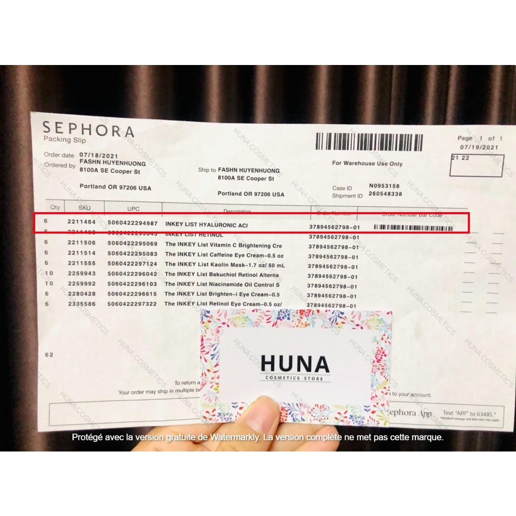 [BILL SEPHORA] SERUM CẤP ẨM HYALURONIC ACID THE INKEY LIST