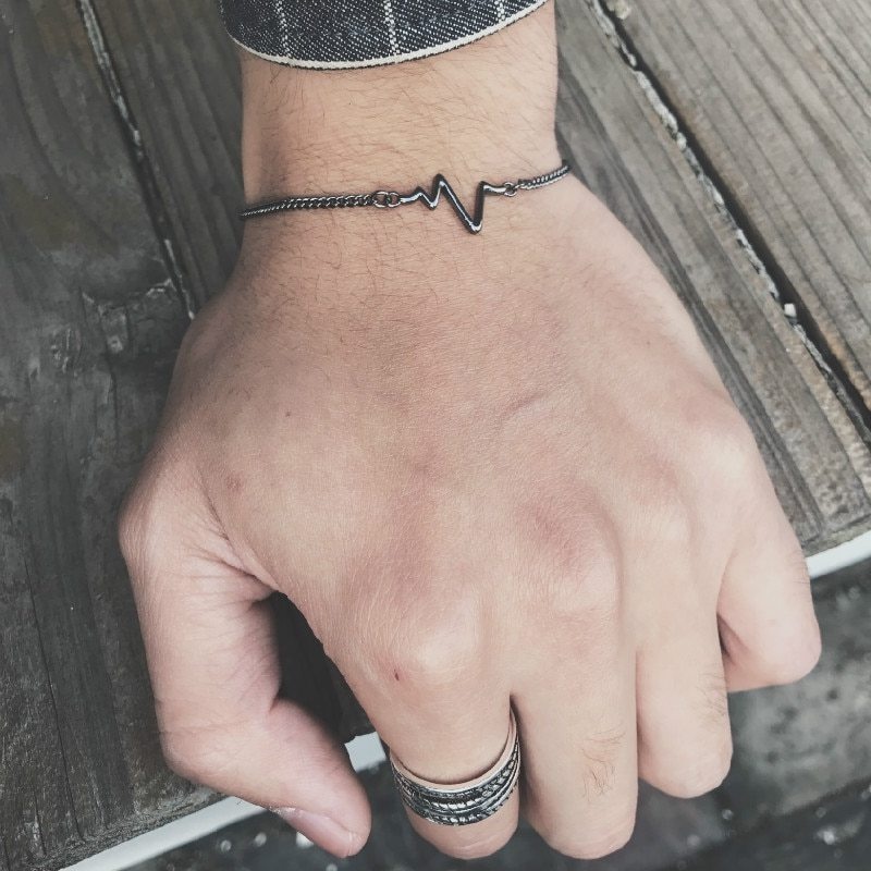 1 Vòng Tay Hợp Kim Hình Nhịp Tim Có Thể Điều Chỉnh Thời Trang Unisex
