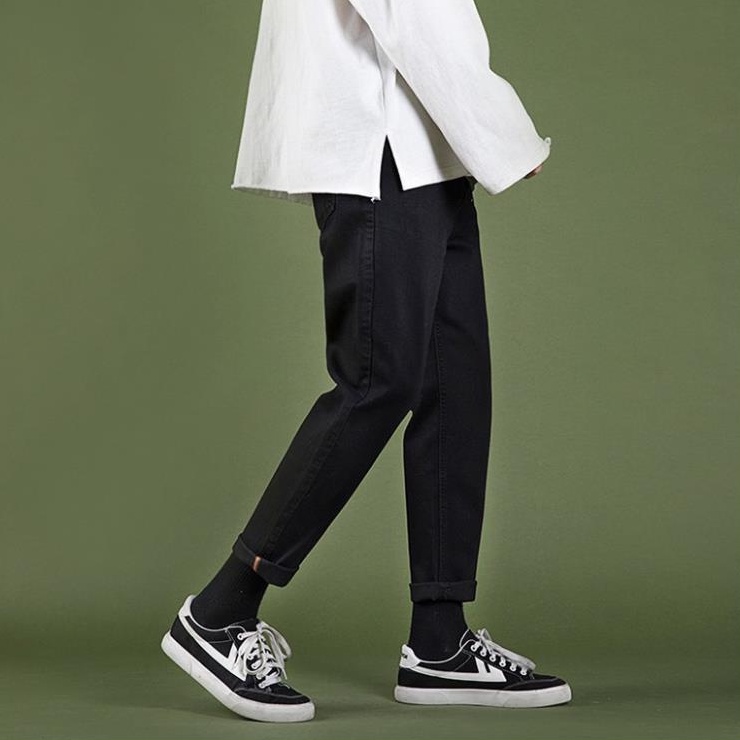 Quần baggy jean nam ống suông rộng TR03 đen xanh hottrend hàn quốc 2021