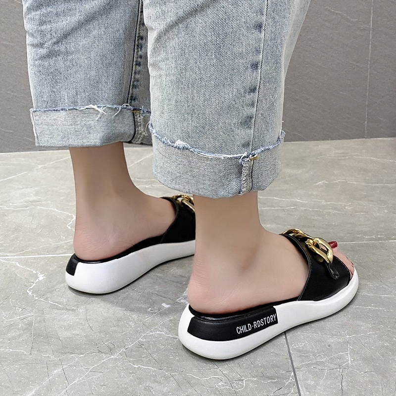 Dép quai ngang IELGY đế bằng mũi tròn thời trang đi biển cho nữ