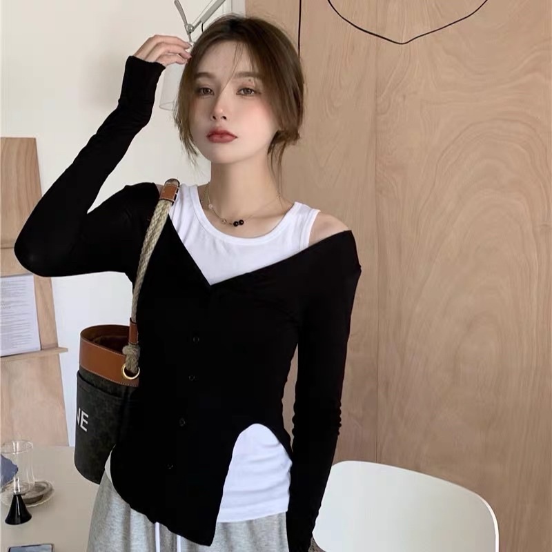 Áo thun nữ tay dài có lót áo 3 lỗ bên trong, áo kiểu kín đáo xin xắn không hở, thun thoáng mát - clothing for girl