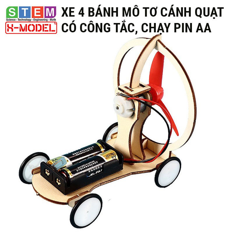 Đồ chơi thông minh, sáng tạo STEM Xe 4 bánh gỗ mô tơ cánh quạt X-MODEL ST83, Đồ chơi trẻ em DIY [Giáo dục STEM, STEAM]