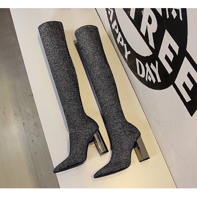 Bốt boot đùi len gót gương fullbox hàng quảng châu cao cấp | BigBuy360 - bigbuy360.vn