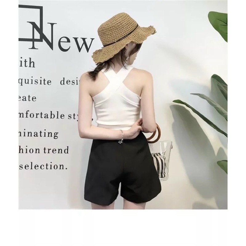 Áo Kiểu Chéo Cổ Nữ Tính