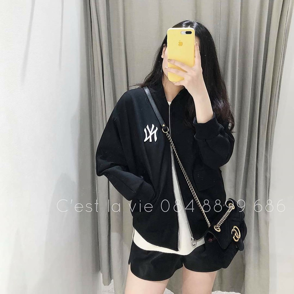 ÁO KHOÁC BOMBER THÊU CHỮ NY FORM RỘNG
