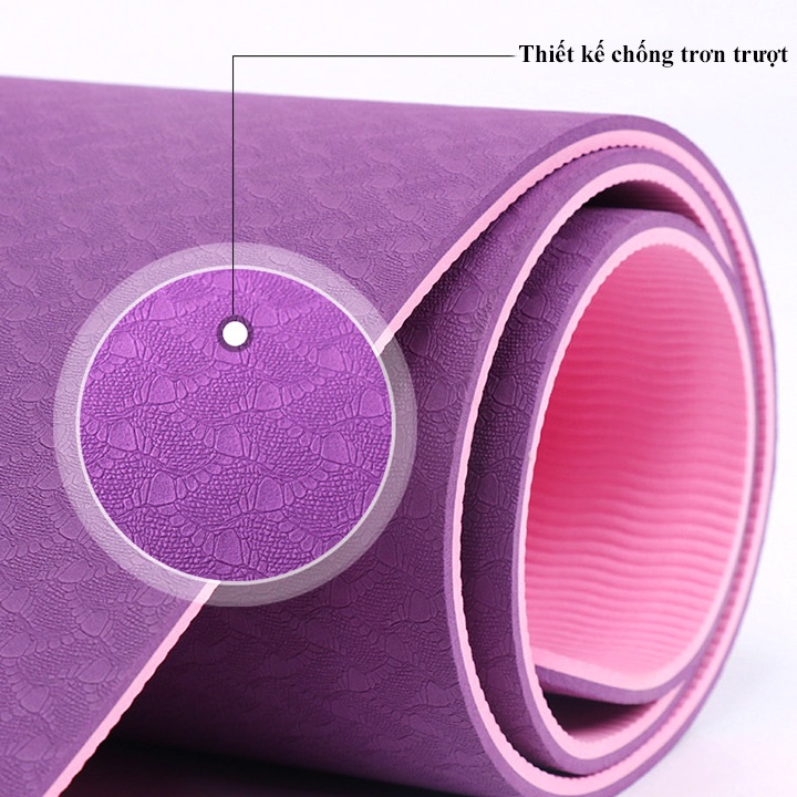 Thảm Tập Yoga Gym 2 Lớp TPE Chống Trơn Trượt 6mm-8mm tập tại nhà
