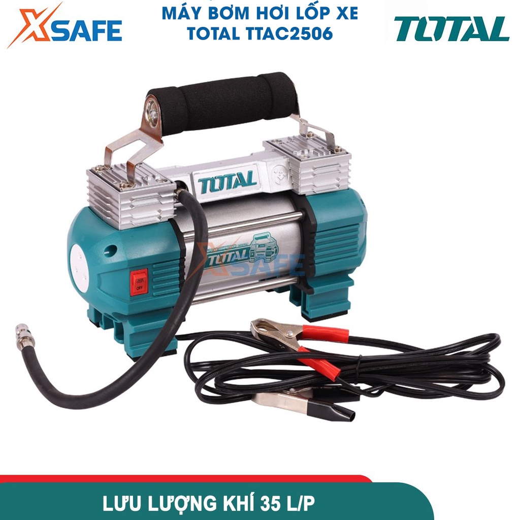 Máy bơm hơi lốp xe ô tô TOTAL TTAC2506 Bơm hơi di động mini áp suất tối đa 110 psi lưu lượng khí [CHÍNH HÃNG]