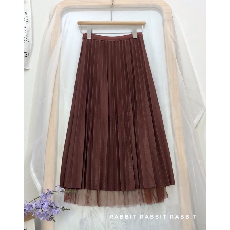 Chân váy dài xếp ly pha ren 2 lớp - Có sẵn | BigBuy360 - bigbuy360.vn