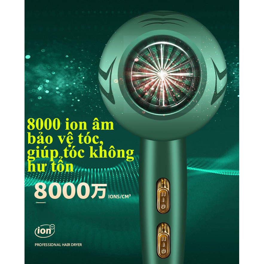 Máy sấy tóc Gaoerfu công suất mạnh ion âm bảo vệ tóc, có 4 chế độ sấy, điều chỉnh nhiệt độ, ánh sáng xanh
