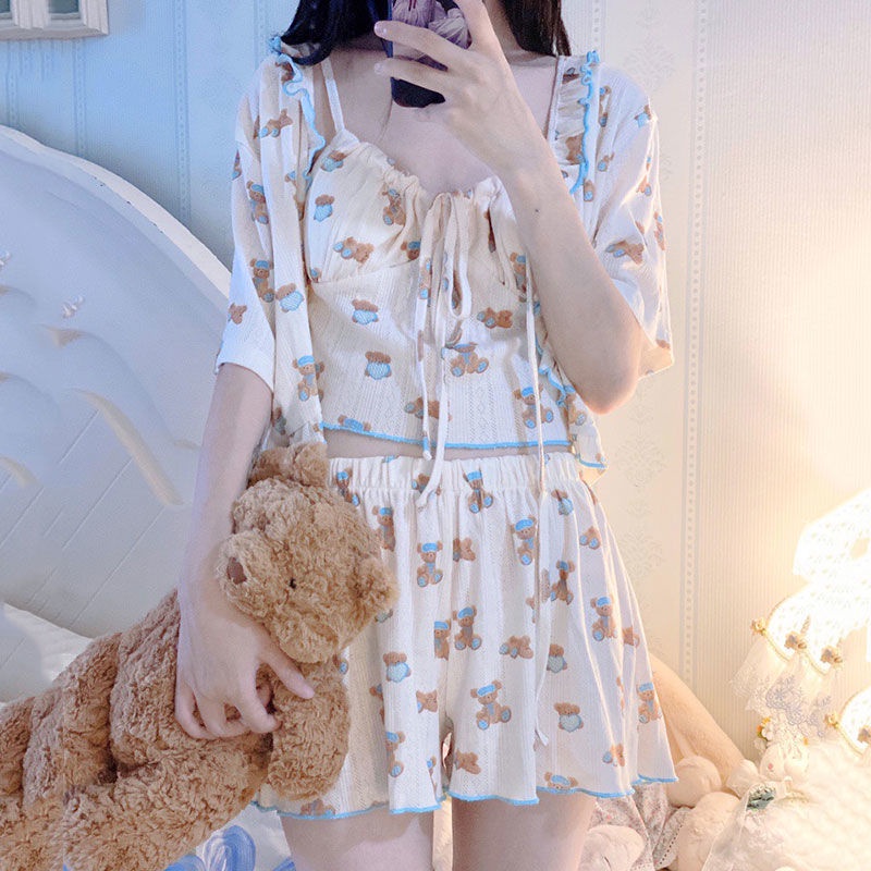 Bộ Đồ Ngủ Hai Dây Họa Tiết Hoạt Hình Dễ Thương Thời Trang Mùa Hè Dành Cho Nữ 2022P