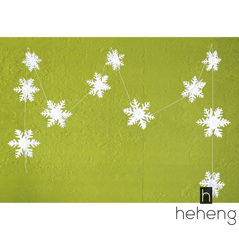 ❤HH-MY 12pcs 3D Snowflake Silver White Snowflake Cardboard String Christmas Hanging Home Decorations