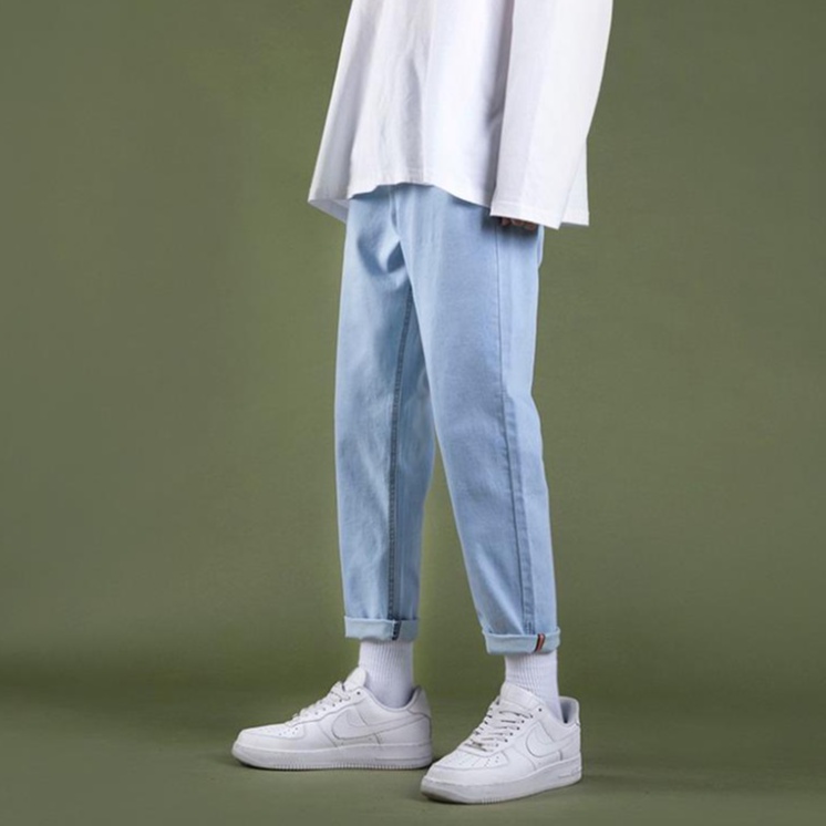 Quần baggy jean nam ống suông rộng TR03 đen xanh hottrend hàn quốc 2021