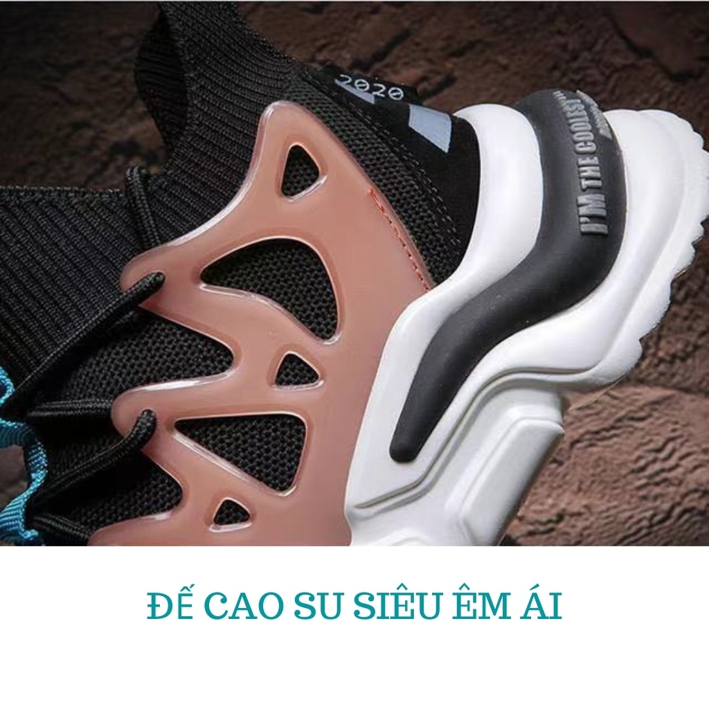 Giày sneaker nam cao cổ cao cấp đế độn buộc dây thoáng khí thời trang phong cách size 39 đến 43 DORINO MS46