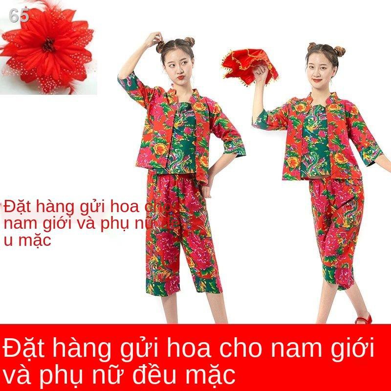 Đông bắc lớn quần áo vải hoa cô gái thôn nữ trang phục bộ đôi vui nhộn dân tộc Yangko cho nam vàZ