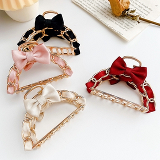 Thời Trang Kẹp Tóc Hình Vây Cá Mập Đính Nơ Màu Vàng Phong Cách Cổ Điển Cho Nữ