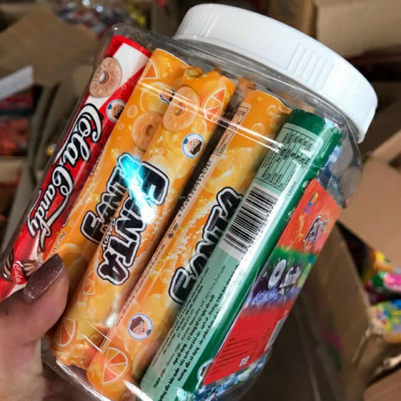 Lọ 30 thanh kẹo C fanta, spai , coca