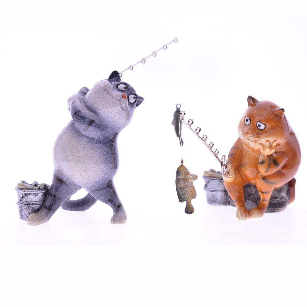 KUNHEV Tượng Mèo / Cá Trang Trí Nội Thất Đẹp Mắt