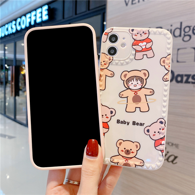 IPhone 12Pro Max 12 Pro 12 12Mini 11Pro Max 11Pro Xs Max Xr Xs X 7Plus 8 6 6s 7 8 Se 2020 Case Square Luxury Love Baby Kid Silicone Lens Shockproof Mobile Phone Case