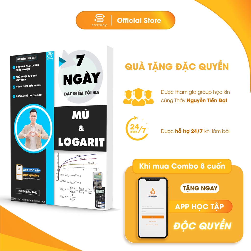 Sách 7 ngày đạt điểm tối đa mũ và logarit biên soạn bởi thầy Nguyễn Tiến Đạt