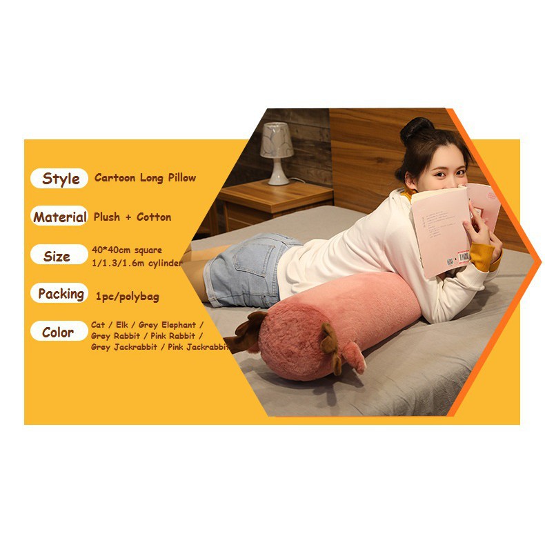 Gối Ôm Nhồi Bông Dáng Dài Mềm Mại Thiết Kế Hình Động Vật Dễ Thương Cho Bé Gái