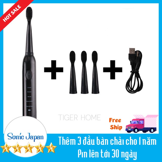 Bàn Chải đánh răng điện Công nghệ sóng âm công nghệ mới 5 chế độ tự động Tặng 4 đầu bàn trải model 2020