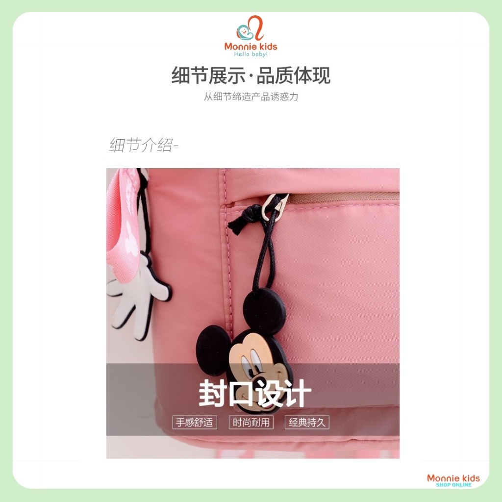 Balo vải cao cấp cho bé Mickey Mouse, căp xách đa năng đựng đồ cho trẻ - Monnie Kids
