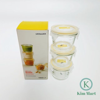 Hộp thủy tinh chịu nhiệt lock&lock llg820s3 150ml *3 trữ đồ ăn dặm có chia vạch