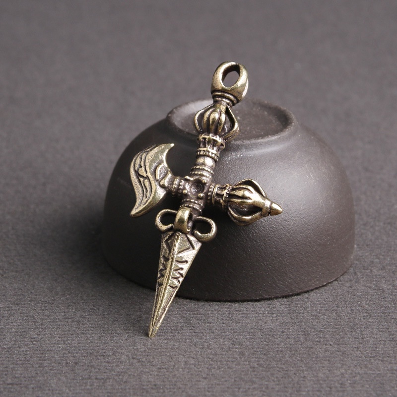 Mặt dây chuyền móc khóa trang sức hình lưỡi liềm bằng đồng thau phong cách Tây Tạng thời trang