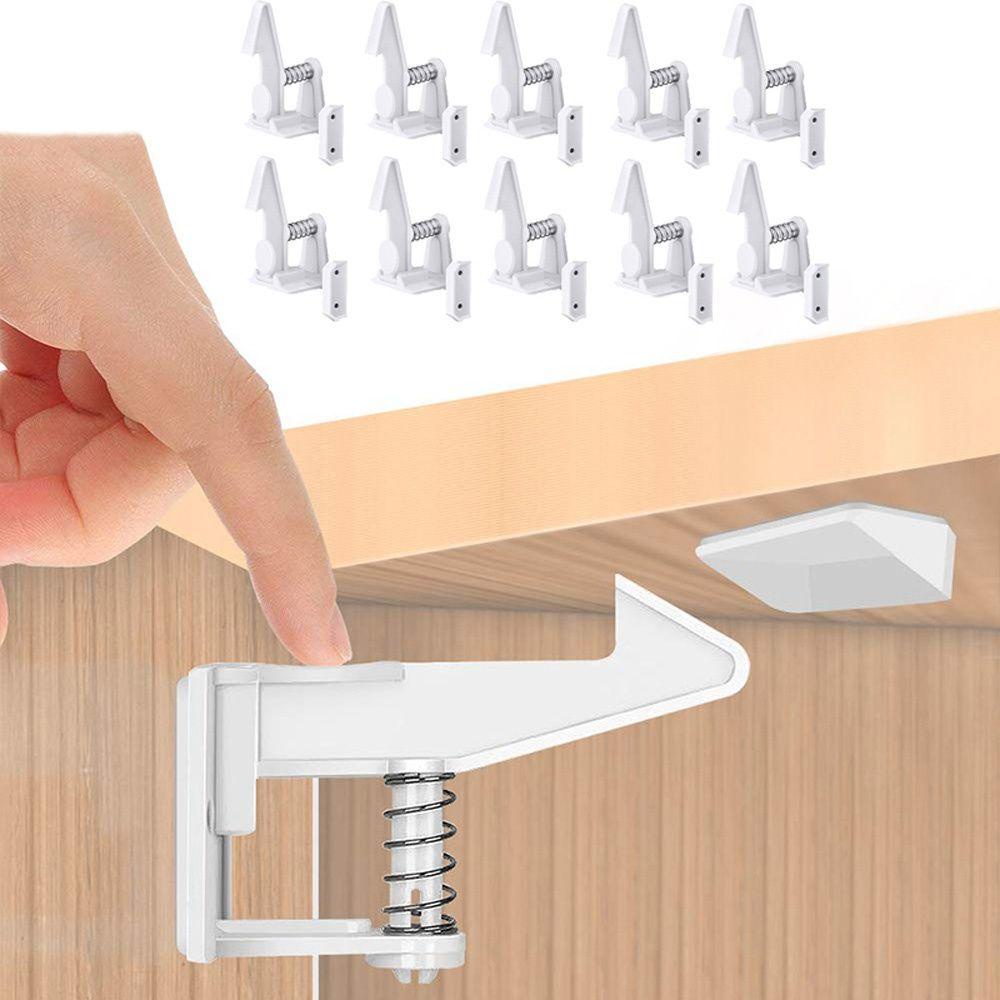 LONTIME Set 10 Khóa Ngăn Kéo Tủ Vô Hình Bảo Vệ An Toàn Cho Bé