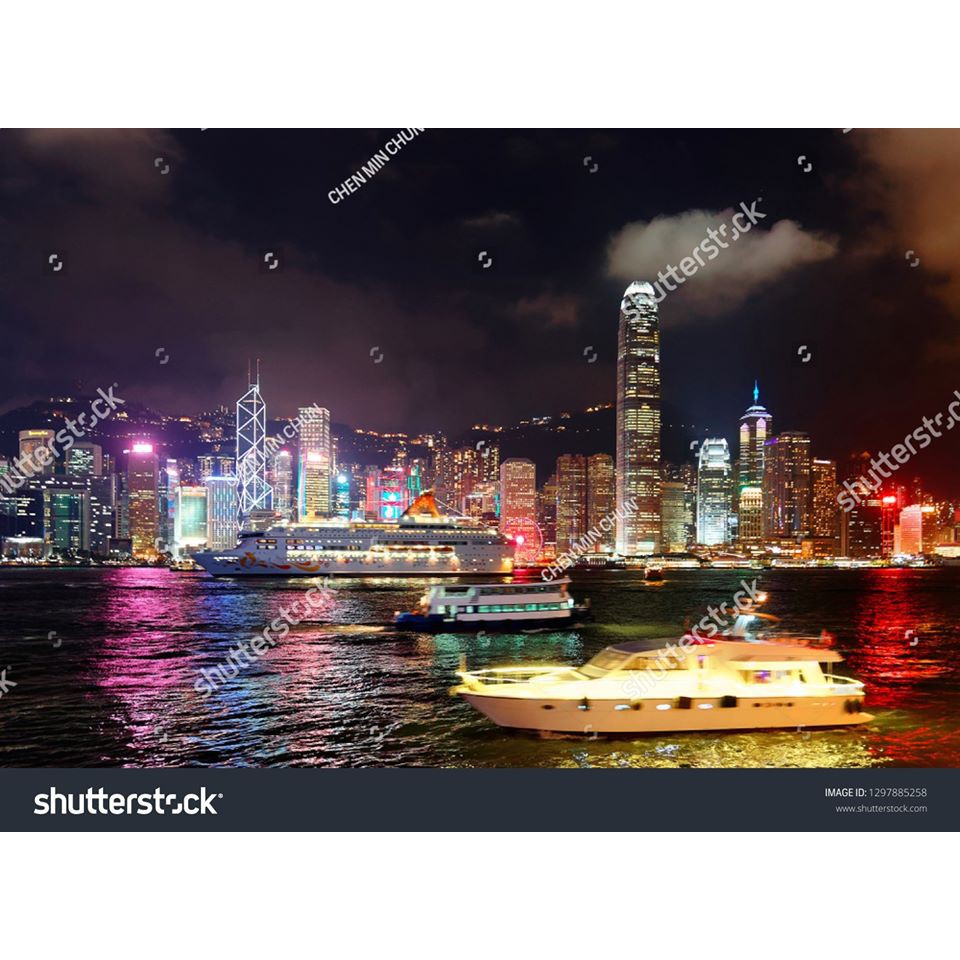 Tranh lụa 3d Hồng Kông Đường Phố Kích Thước 1,5m x 2m HKĐP03