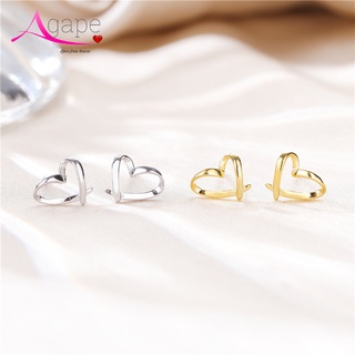 Khuyên tai bạc nữ trái tim đan chéo, bông tai bạc trái tim Agape