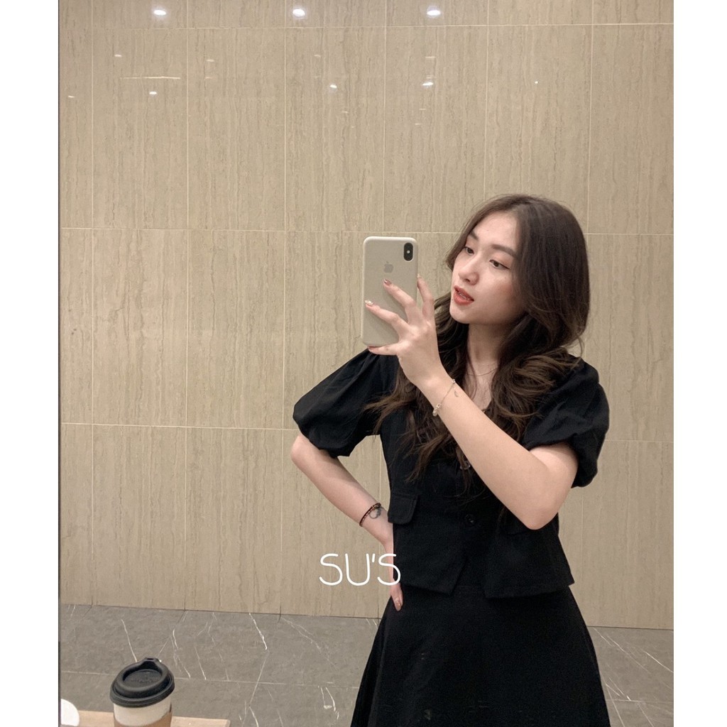 [Mã FAGREEN245 giảm 10% tối đa 30K đơn 99K] Set áo sơmi đũi cổ vest tay bồng kèm chân váy S147 SUSTORE | BigBuy360 - bigbuy360.vn