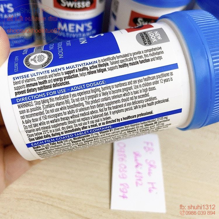 Vitamin tổng hợp cho nam swisse từ 18 đến 50 tuổi, men’s ultivite multivitamin úc 60 viên - swisse Men, tăng đề kháng