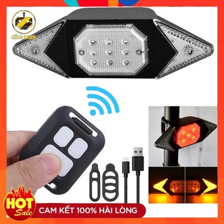 Đèn xi nhan xe đạp điều khiển không dây, sạc USB chống nước kiêm đèn hậu gắn đuôi xe đạp thể thao