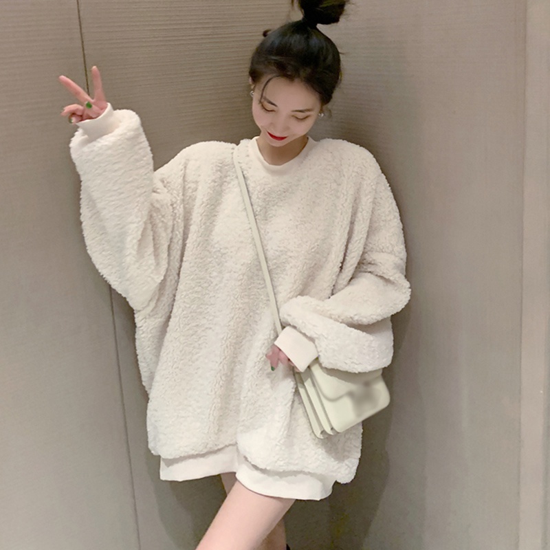 Korean version of lamb wool sweater women autumn and winter loose thick wool coat