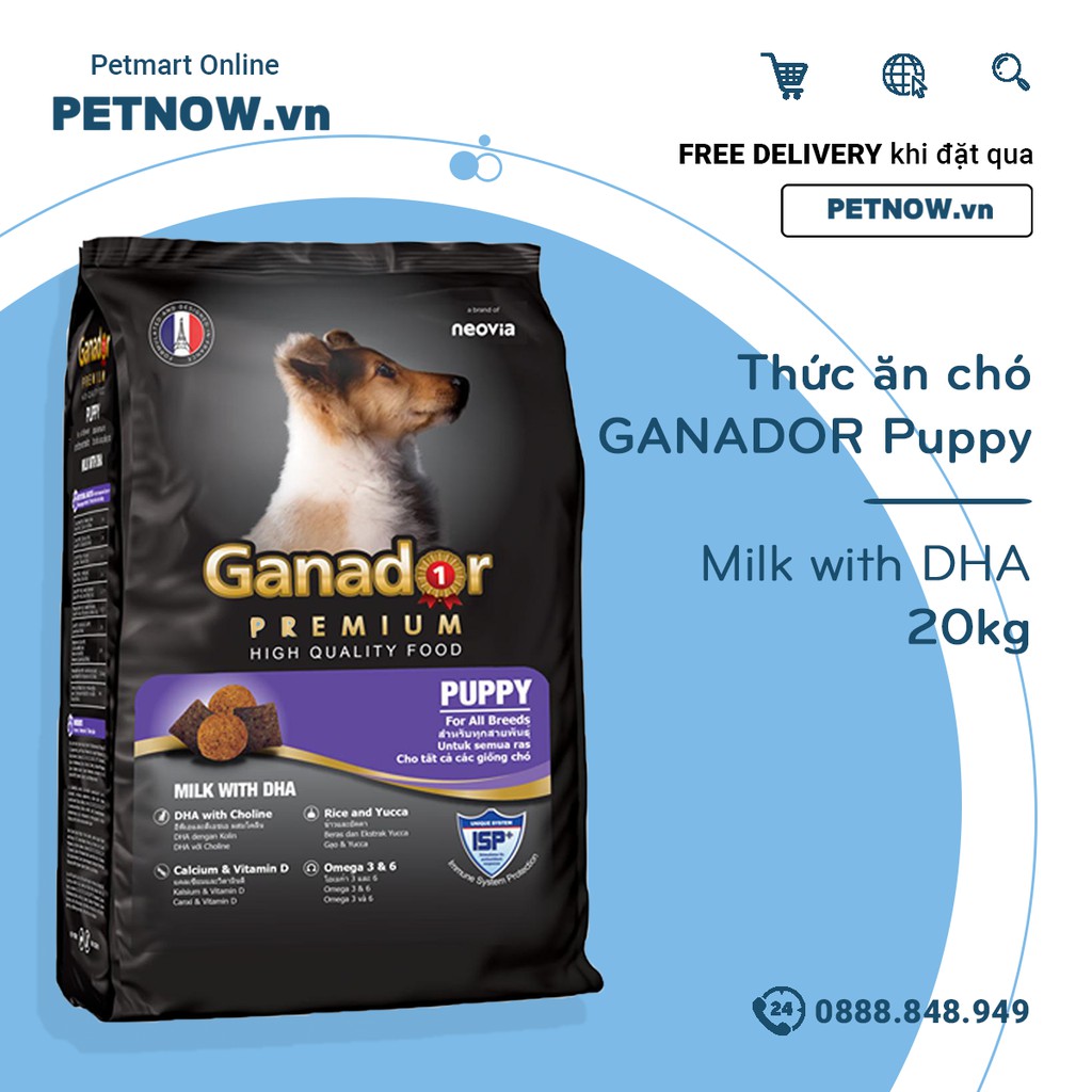 Thức ăn chó GANADOR Puppy 20kg - Milk with DHA