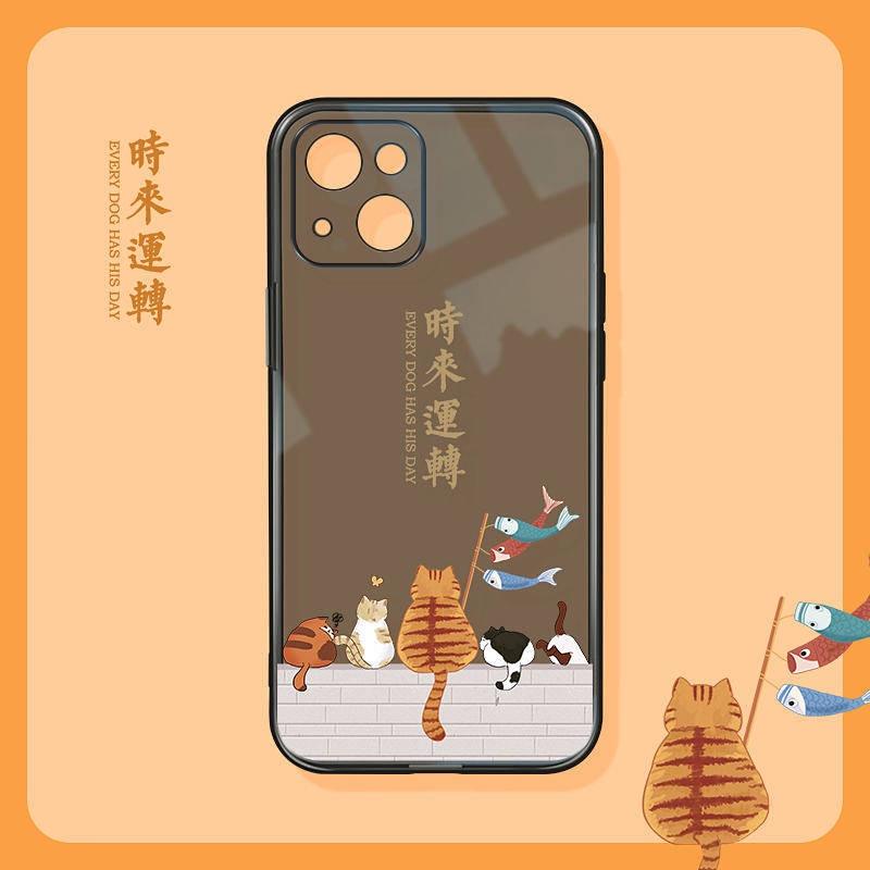 Ốp điện thoại trong suốt in hình mèo hoạt hình dễ thương thích hợp cho Iphone13 14 12xr/ Xs/ Promax 7/ 8P 11 RcJn