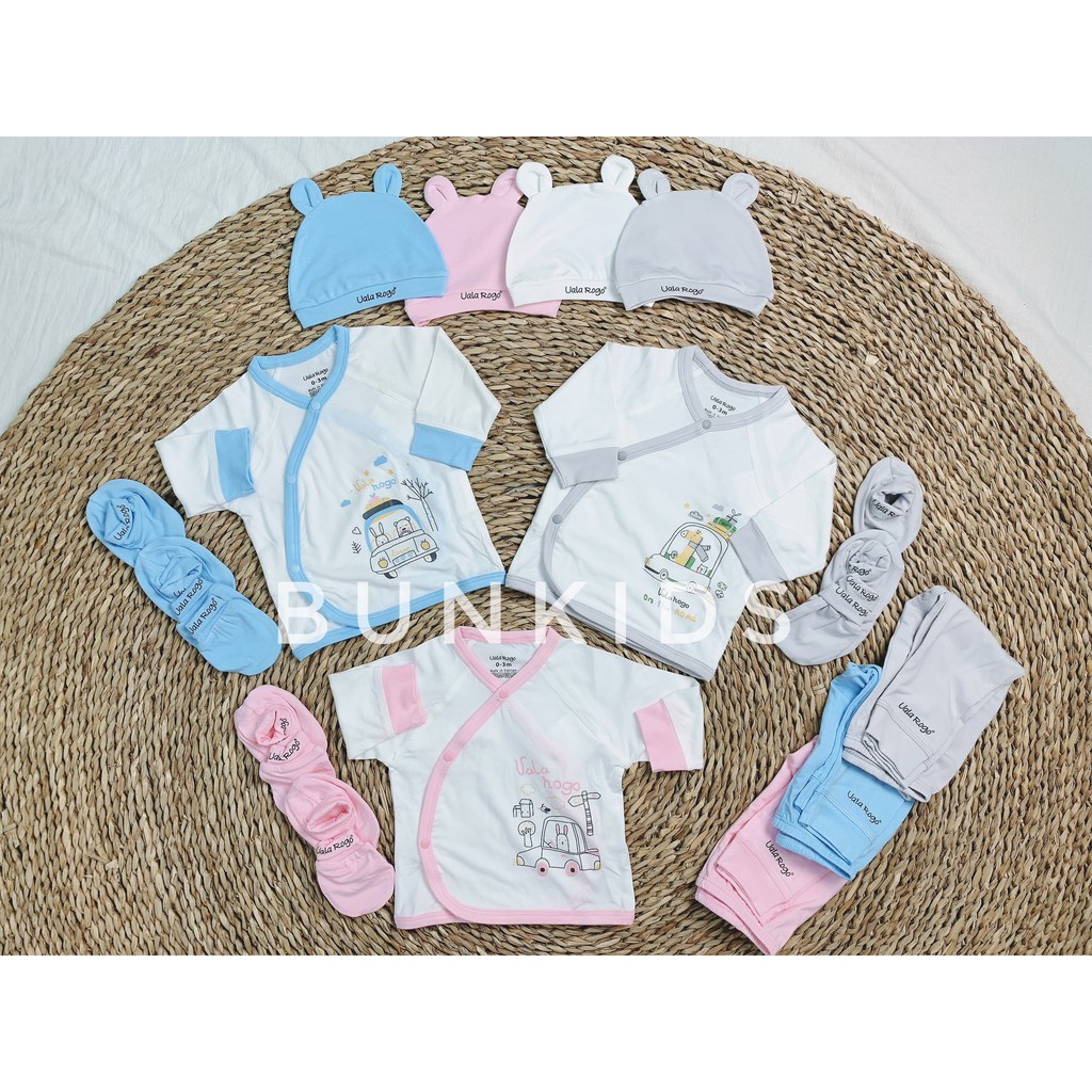 Bộ cài chéo UALA ROGO sơ sinh  vải petit hè mềm thấm hút thoáng 2232 [ CHÍNH HẪNG UALA ]