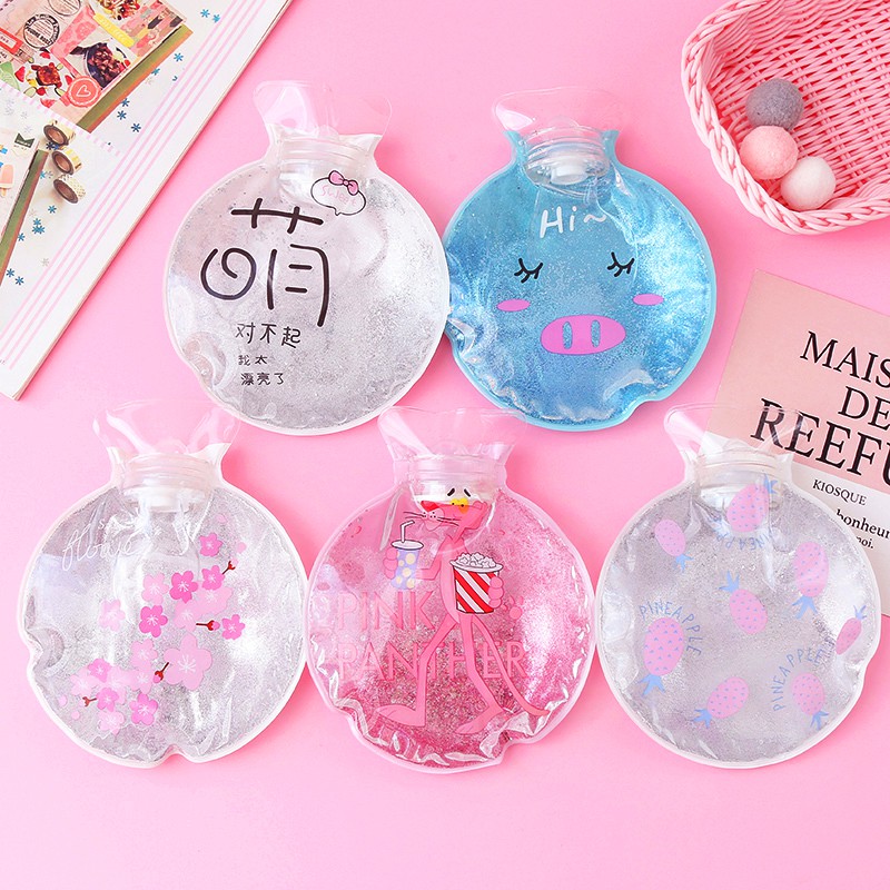 Túi Sưởi Chườm Nóng Lạnh Giải Nhiệt Hologram Nhũ 3 Lớp Size Lớn Dáng Tròn Họa Tiết Hoạt Hình Xuất Nhật !