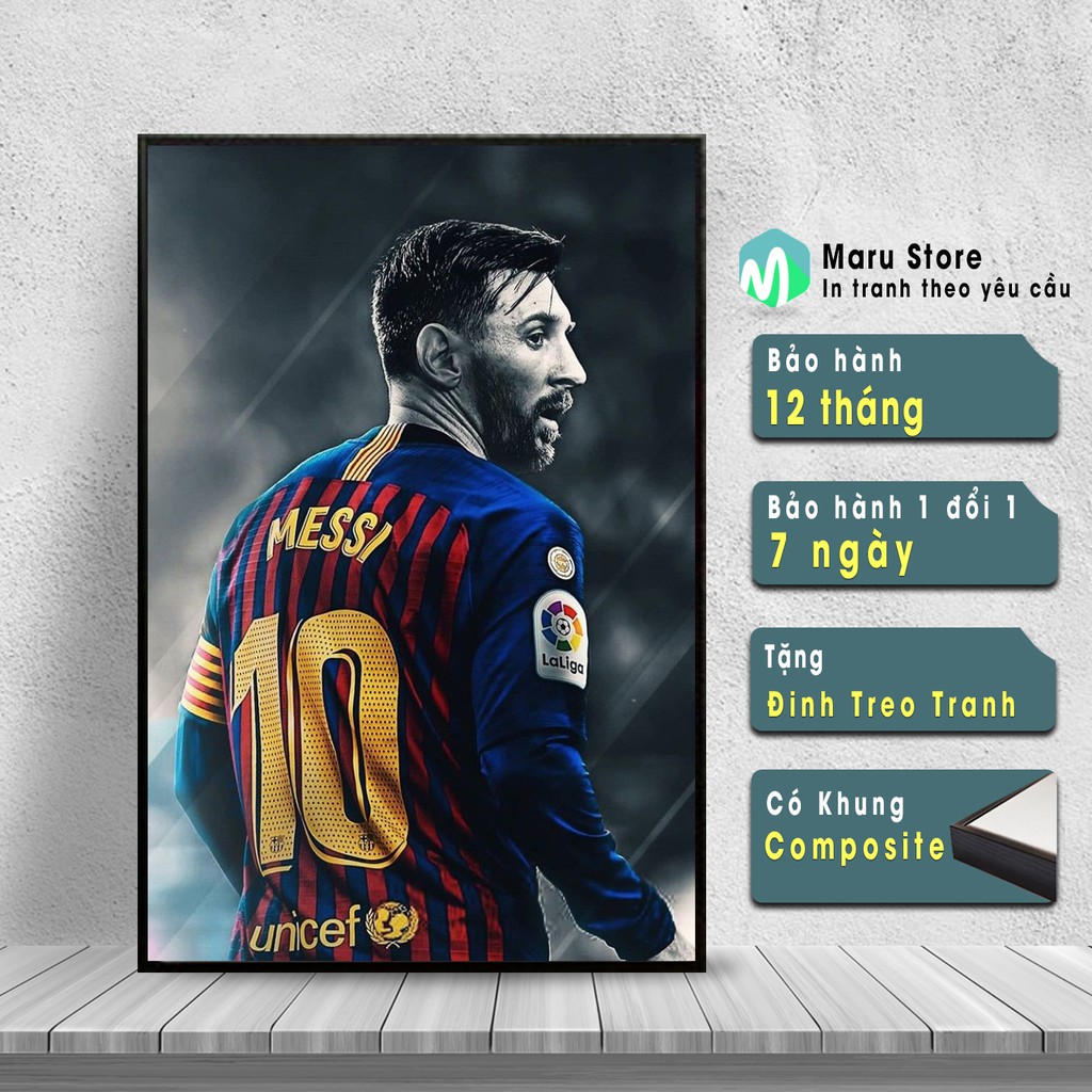 Tranh Cầu Thủ Bóng Đá Messi, Có Khung Sang Trọng, Chuyên Trang Trí Phòng Net