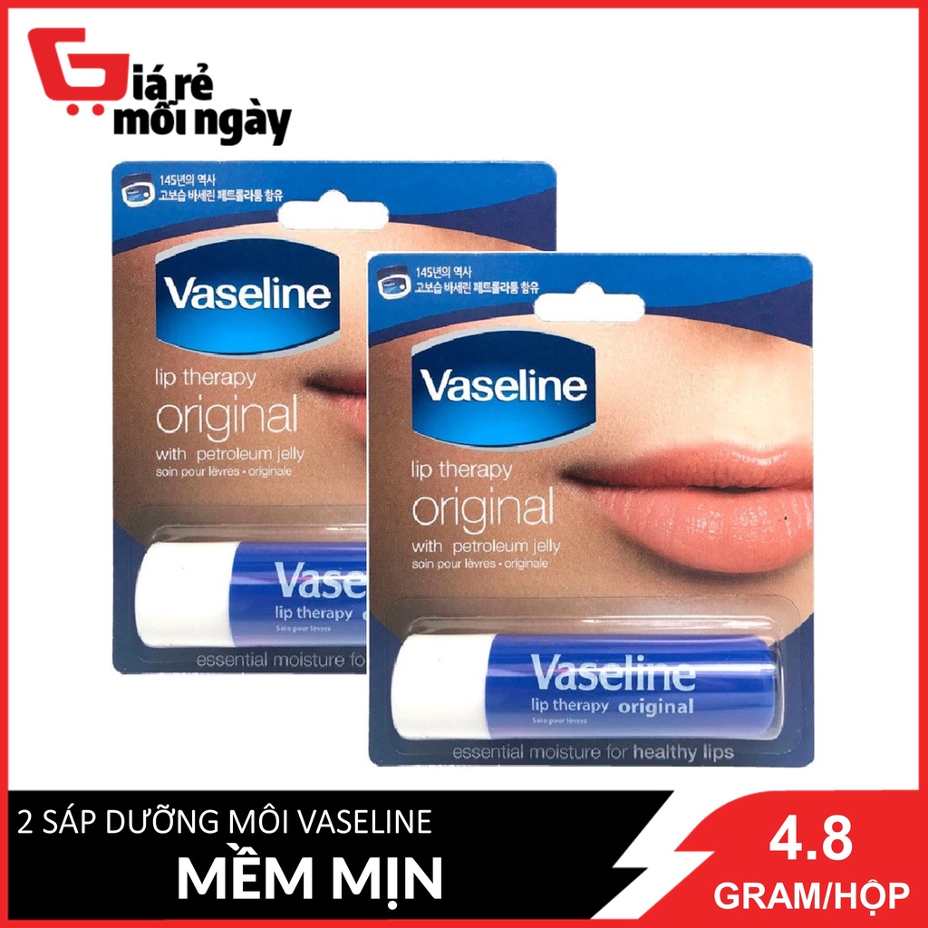 Combo 2 Sáp Dưỡng Môi Mềm Mịn Vaseline 4.8gx2