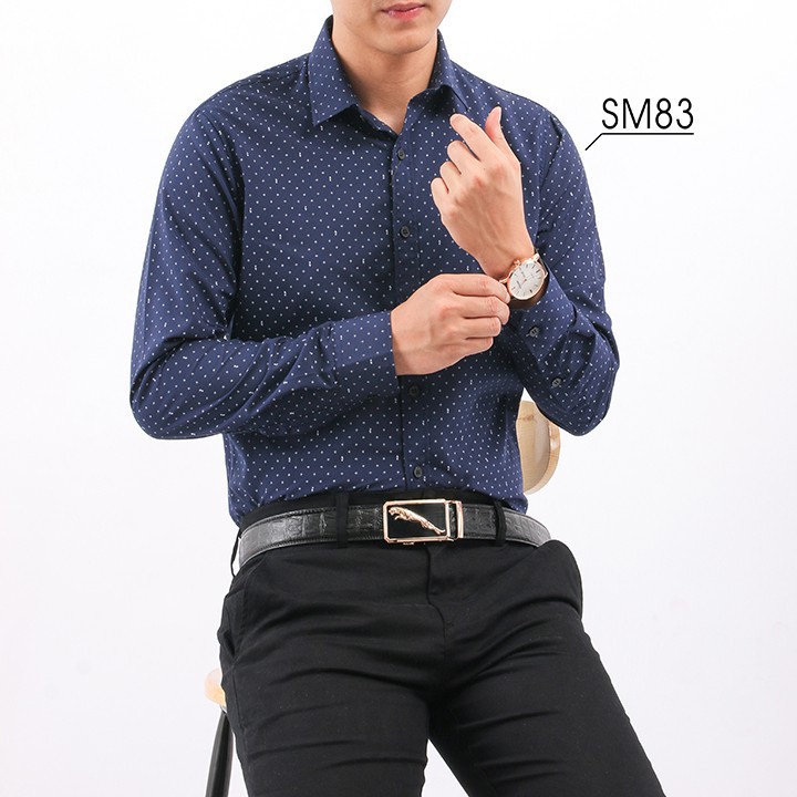 Áo sơ mi nam họa tiết chấm bi cao cấp, chất vải cotton mịn phong cách công sở OKU shop | BigBuy360 - bigbuy360.vn