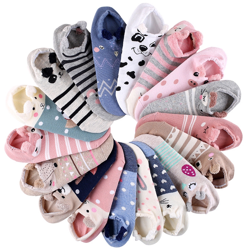 Vớ cotton họa tiết hoạt hình 3D siêu đáng yêu cho nữ