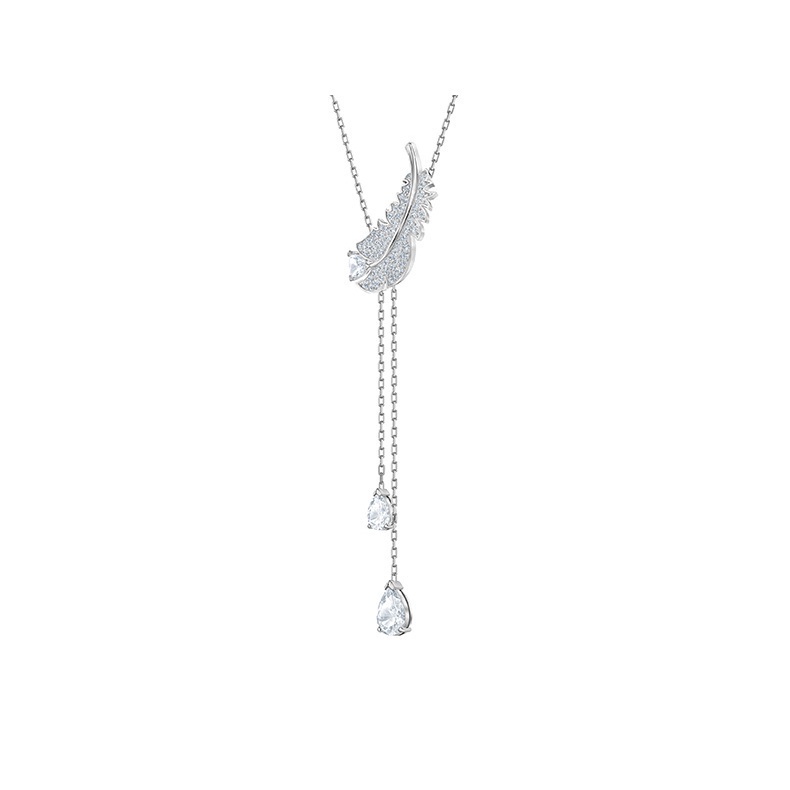 FLASH SALE 100% Swarovski Dây Chuyền Nữ NICE Vòng cổ hình chữ Y với các yếu tố lông vũ FASHION Necklace trang sức đeo Trang sức