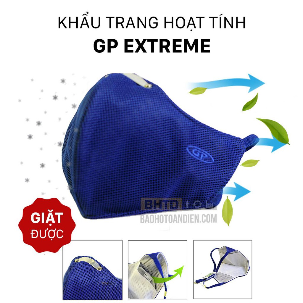 Hộp 10 cái Khẩu trang chống độc GP Extreme than hoạt tính 7 lớp (Giặt được), Khẩu trang chống mùi, khử độc, chống bụi