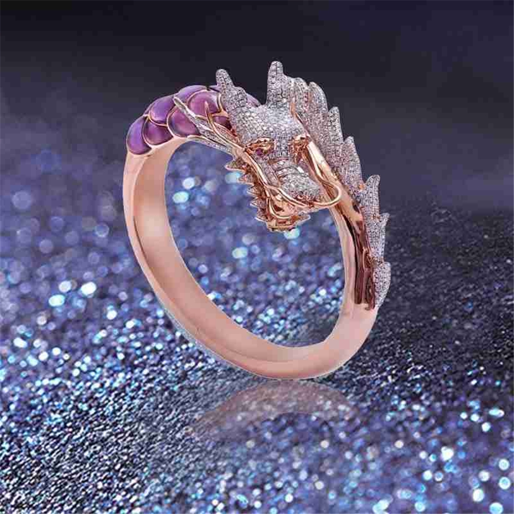 Nhẫn Mạ Bạc Hình Rồng Đính Đá Zircon