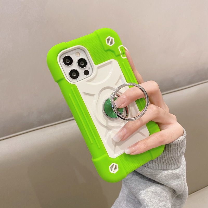 Ốp Điện Thoại Chống Sốc Màu Tương Phản Có Vòng Đỡ Cho iPhone 13 ProMax 11 12 ProMax 6 78Plus XS